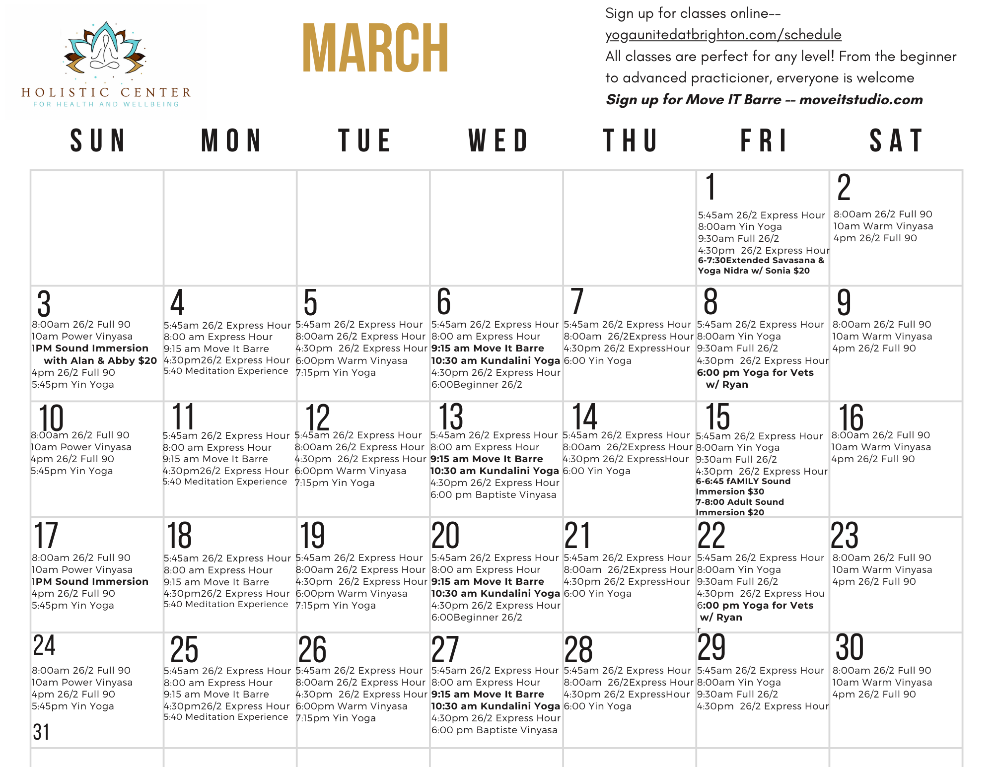 HCHW March 2024 Calendar 