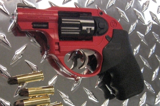 A Ruger LCR finished in Smith & Wesson red