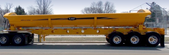Yellow R-Way Side Dump Trailer from Krain Creek Fabrication in Long Prairie, MN