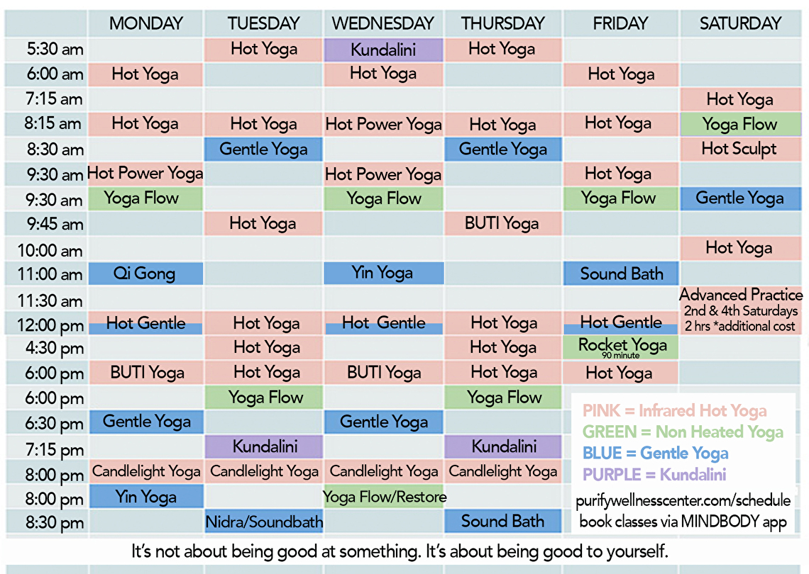 Yoga Schedule Purify Wellness Center Pleasant Grove