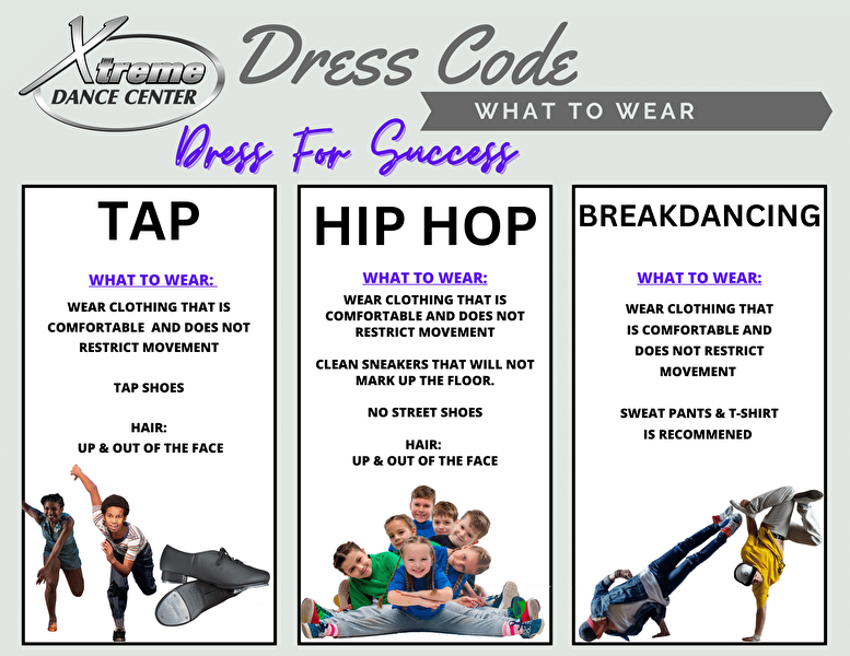 Dress Code, Star Dance Center, Tap, Ballet, Jazz, Hip Hop, Tumbling