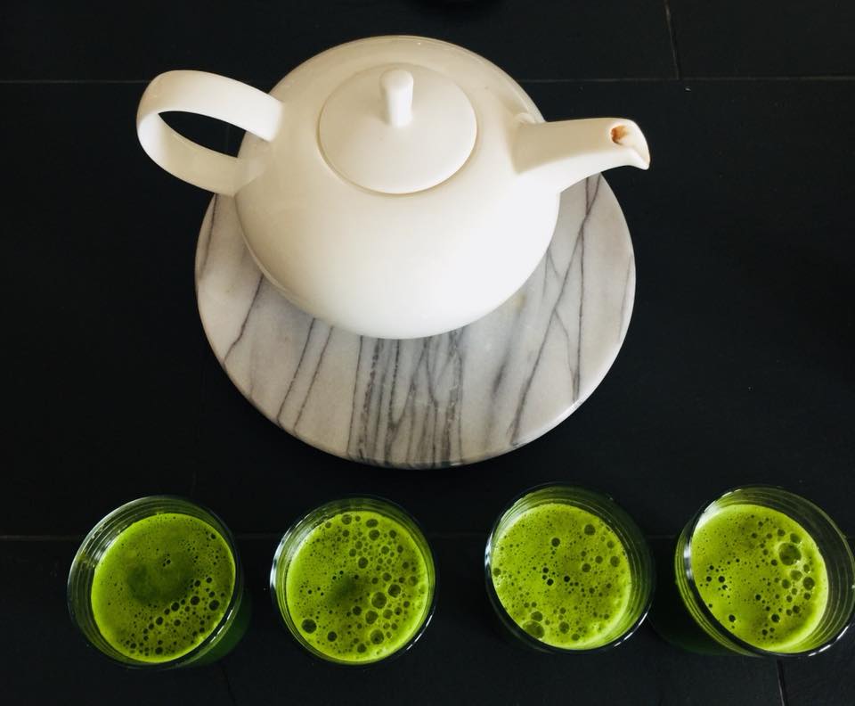 Green juice with teapot
