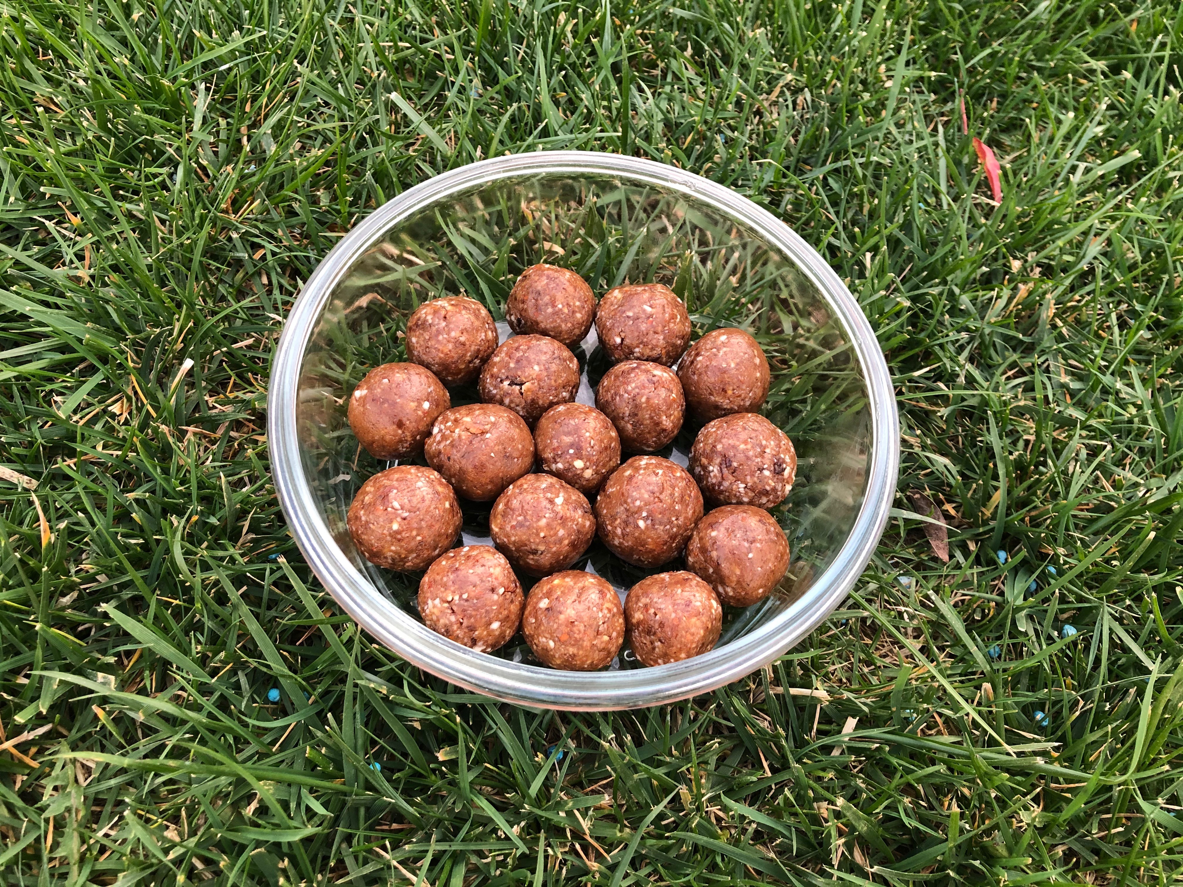 Raw balls in grass