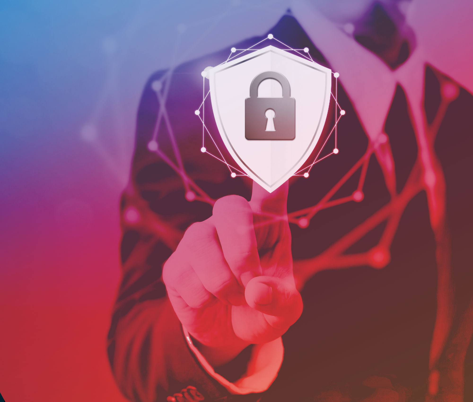Man and privacy badge