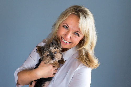 DiAnna Vetinska and Daisy; Health Coach and Mascot at bCentered Health Coaching in Minneapolis, MN