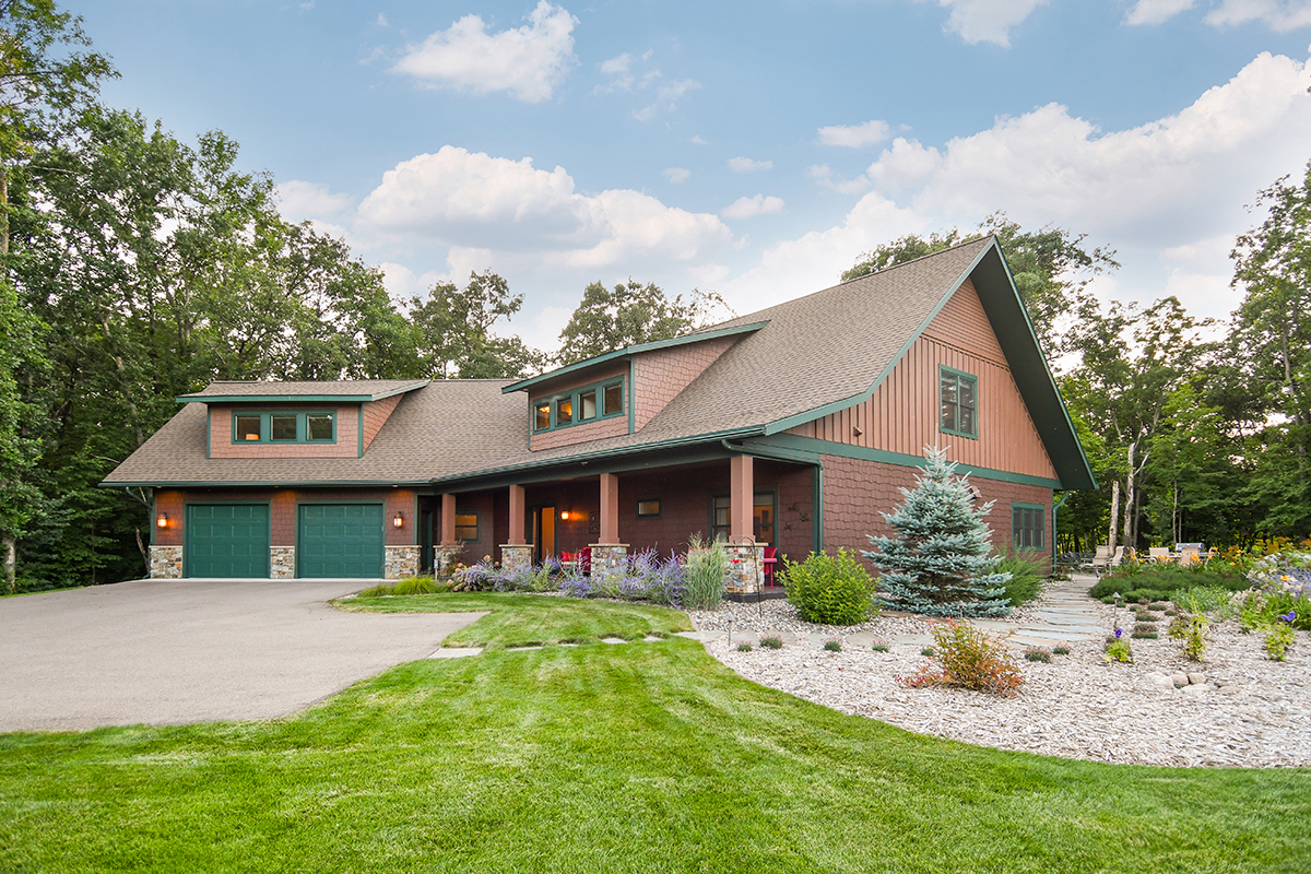 Exterior of Long Prairie River Retreat remodel by bercher design & construction