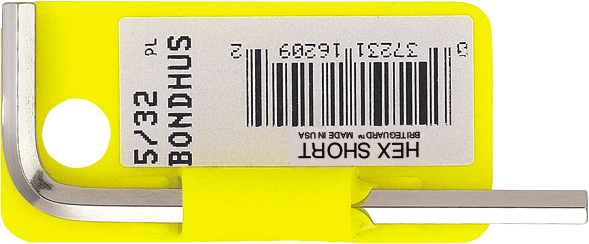 Short Arm Bondhus 16207 1/8 Hex Tip Key L-Wrench with BriteGuard Finish Tagged and Barcoded 