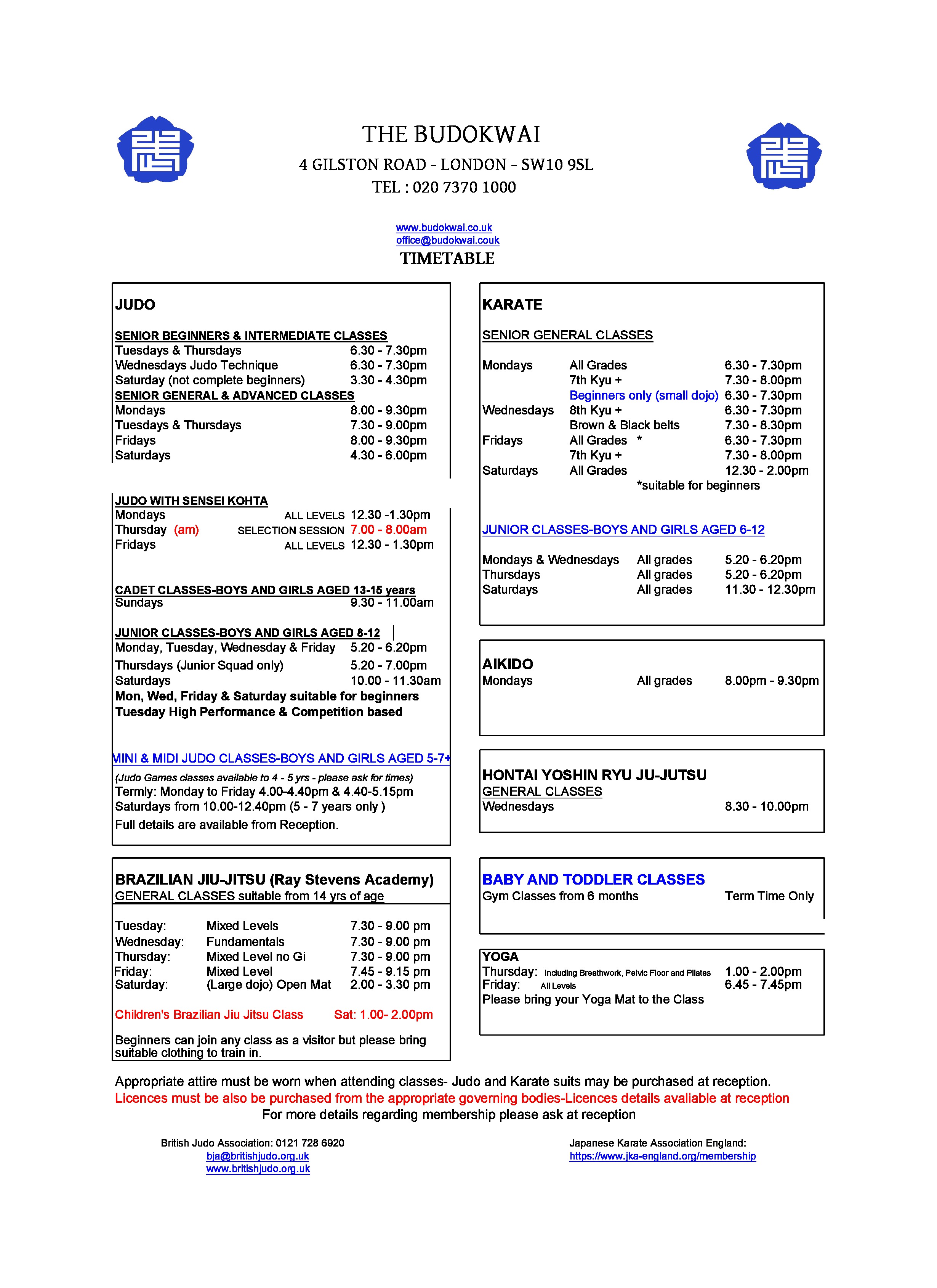 Timetable SEP 2025