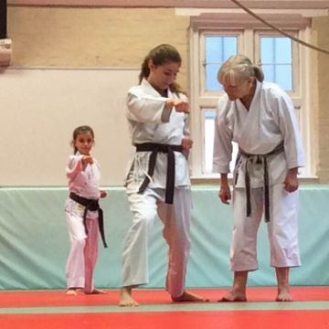 Martial Arts Instructor Teaching a Karate Student at The Budokwai in London, UK