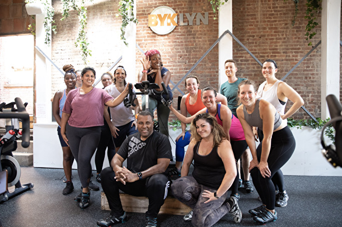 group of people in a spin class
