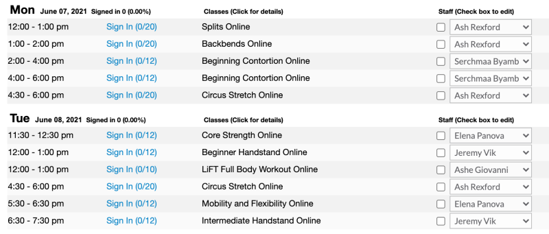 Summer Online Class Schedule 1 of 3