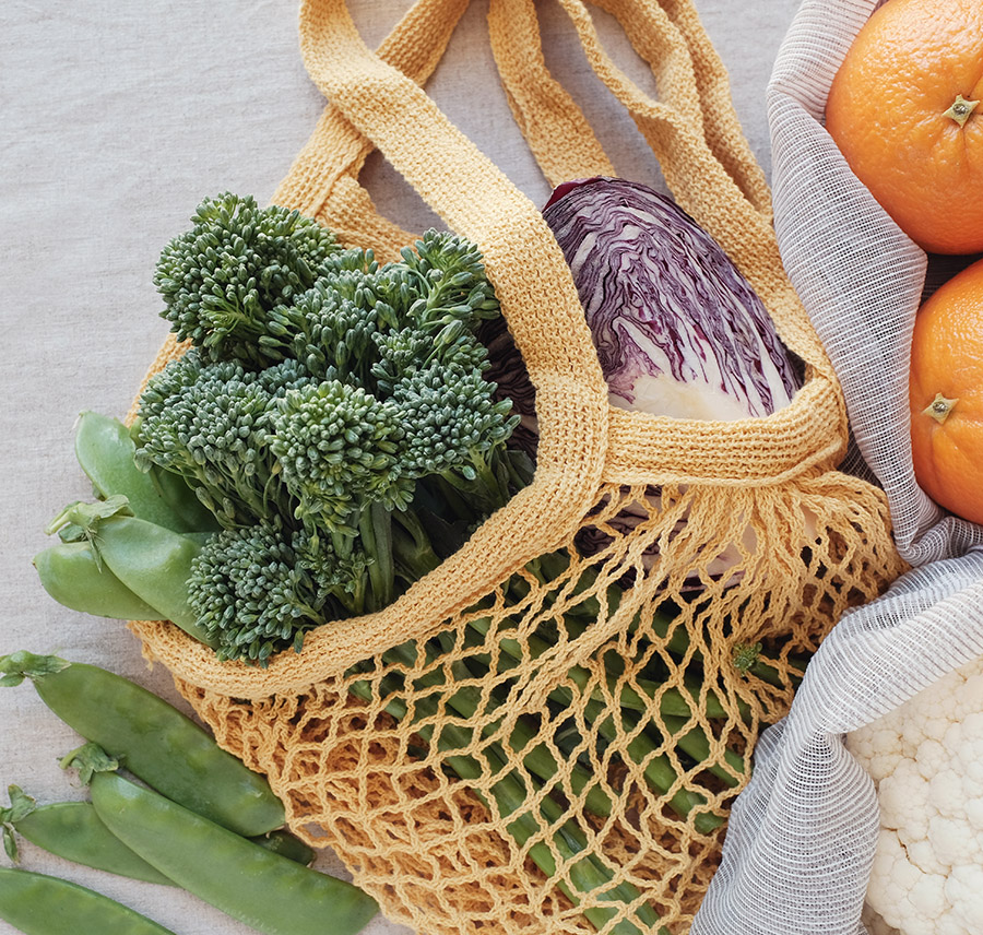 farmers market bag of vegetables