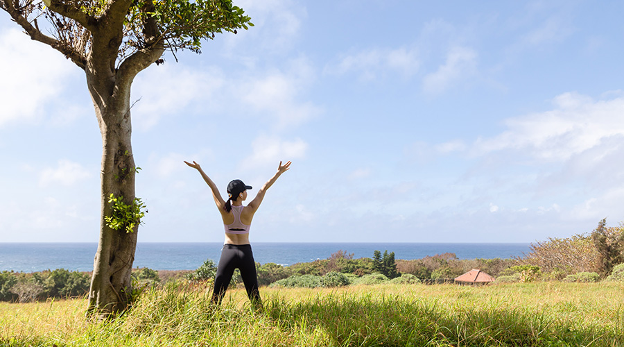 woman in the park after a run