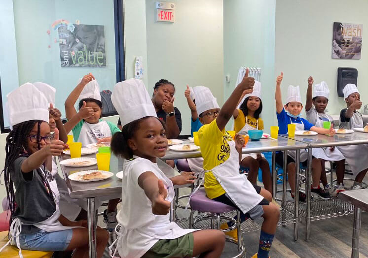 a group of children at a party at young chefs academy