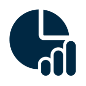 An icon representing a graph, illustrating the measurement and analysis of the results and success of implemented strategies.