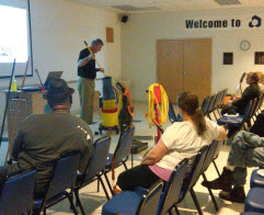 Dalco's SealedAir DiverseyCare representative demonstrating grout restoration practices at Dalco's May seminar.