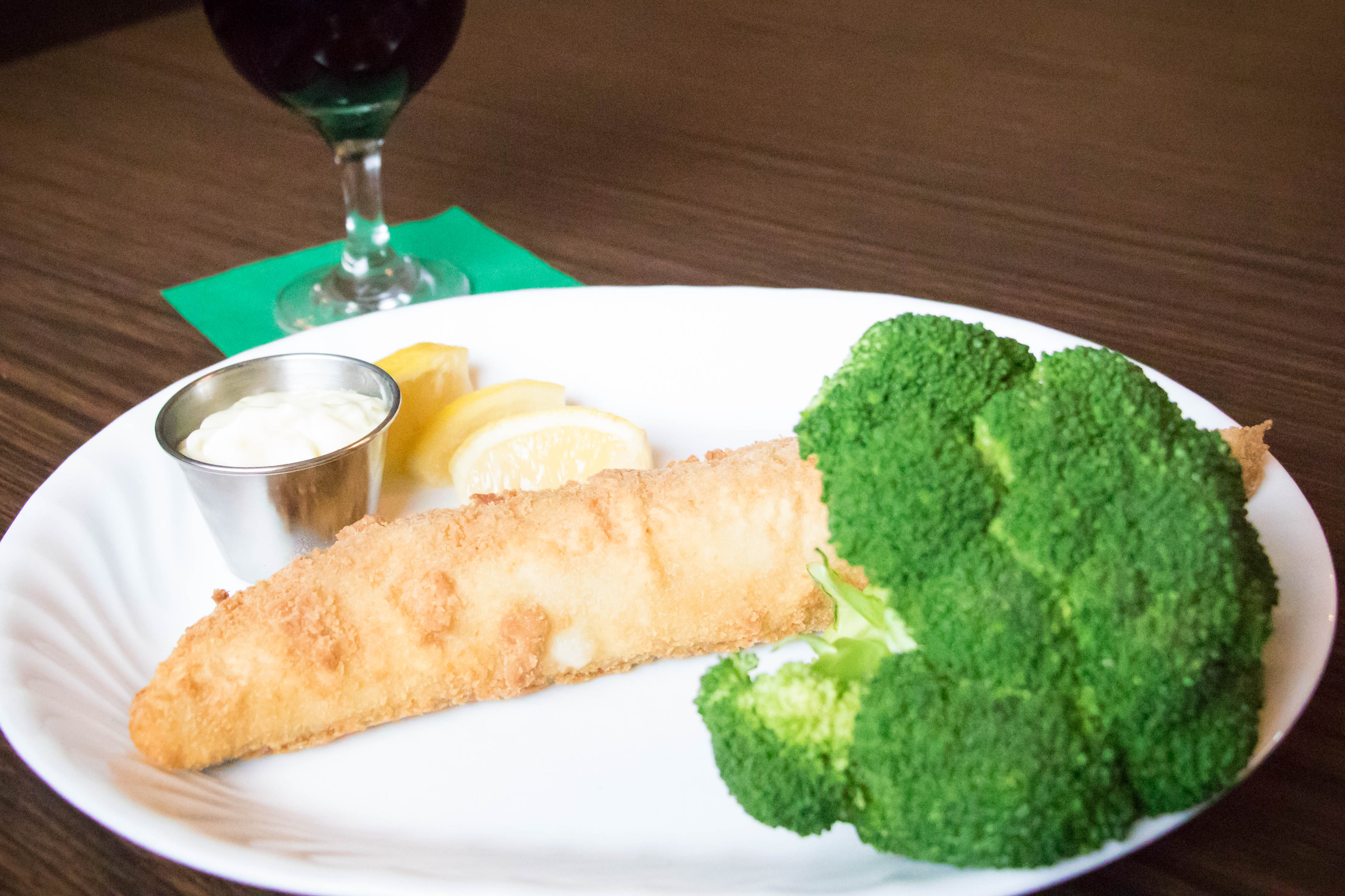 Fried Walleye and Broccoli