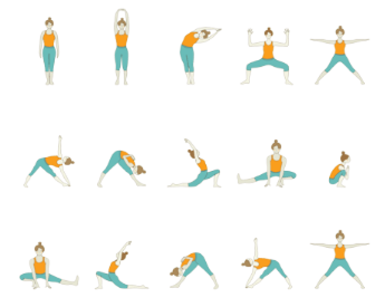 digital art of moon salutation poses