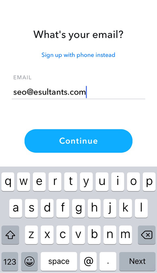 snapchat sign up with email on computer