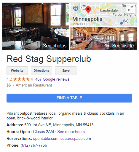 screenshot of reservation integrations with Google My Business