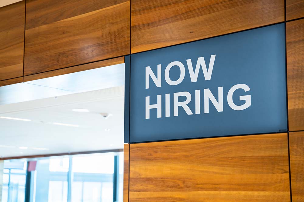 now hiring wall