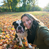 dog and healthy woman