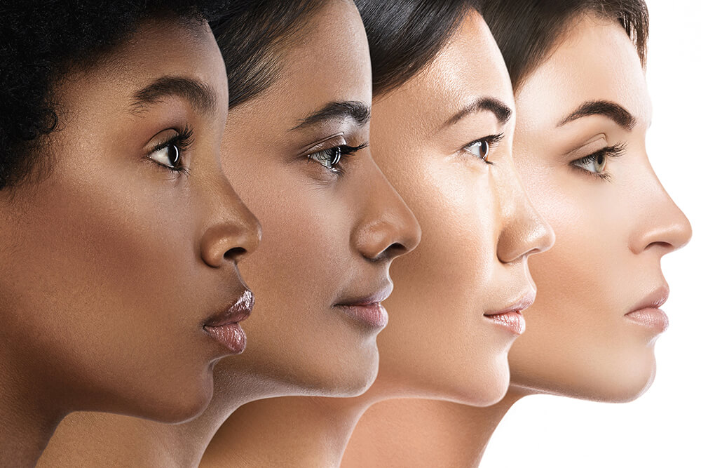 side of four woman's faces