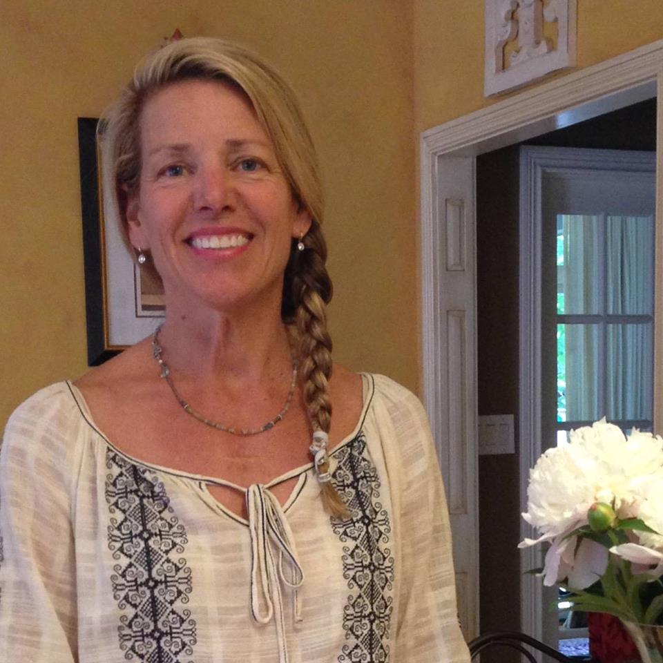 Julie with white flowers