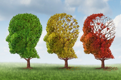 3 trees symbolizing the progress of dementia