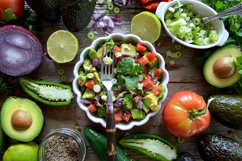 raw fruit and vegetables - healthy salad - avocado_copy1
