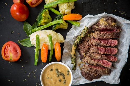 steak and vegetables - keto - high protein diet