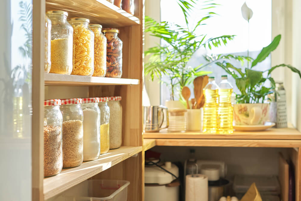 healthy foods in jars in leora's pantry