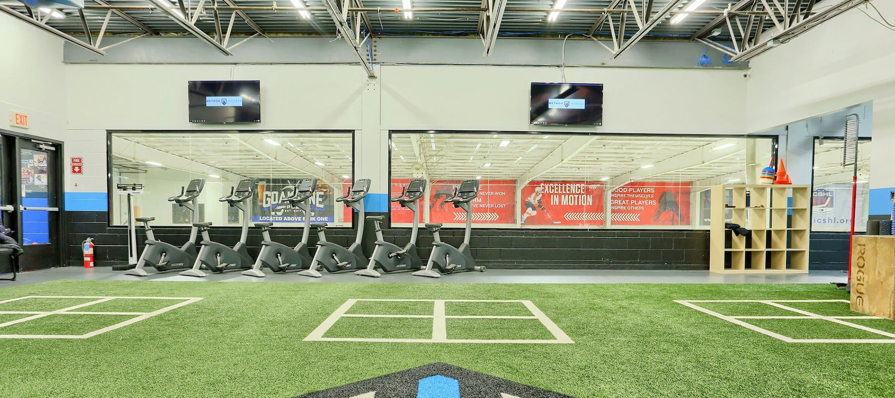 stationary bikes in the gym at method hockey