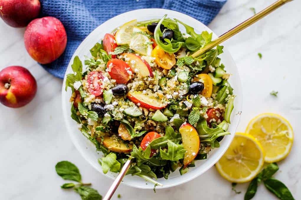 greek quinoa nectarines salad