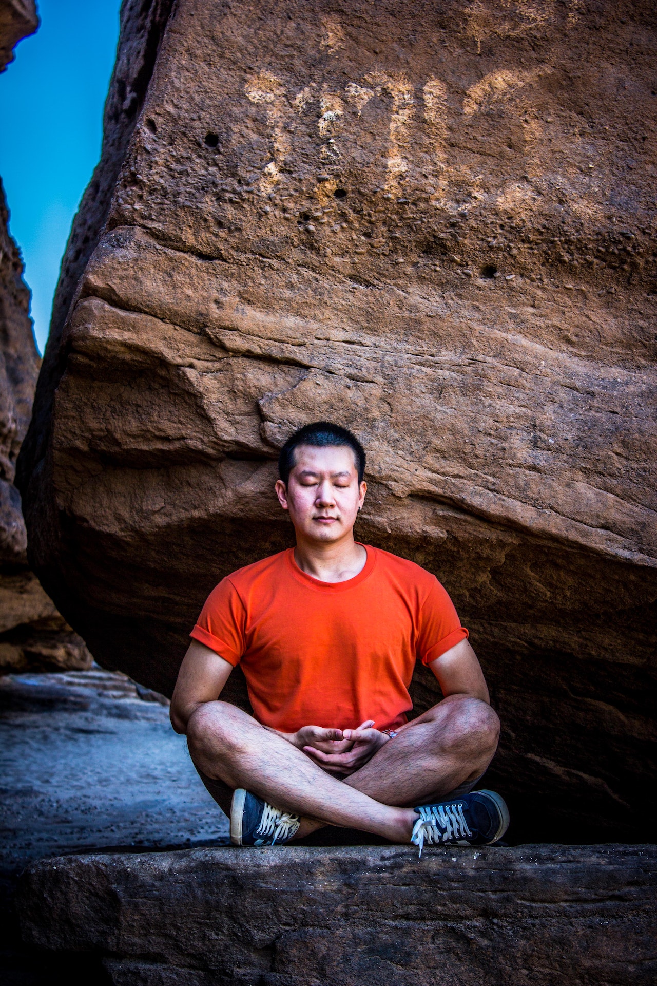 meditate man outdoors