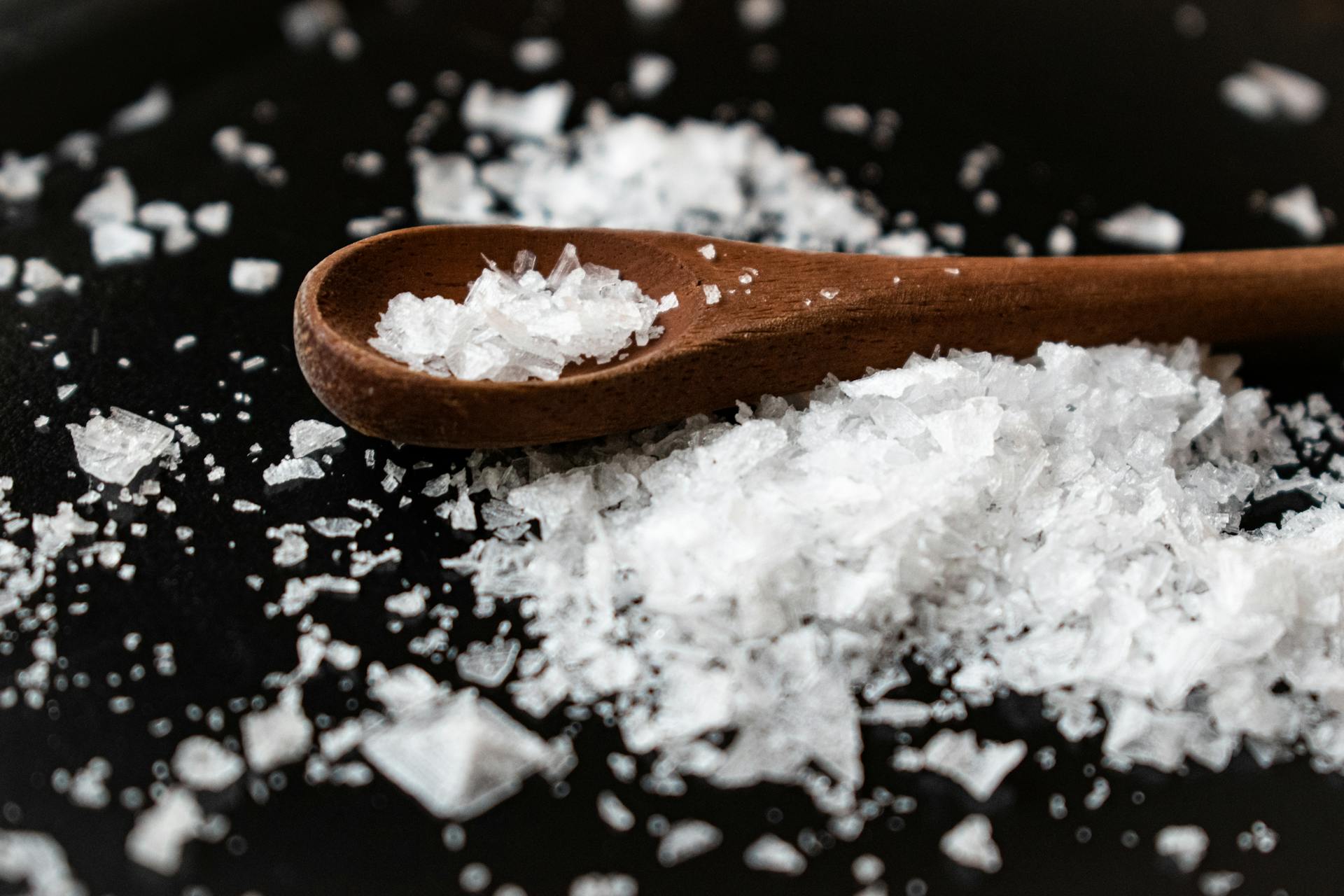 salt crystals sea spoon