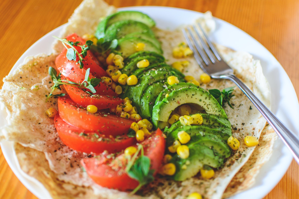 vegan salad avocado tomato