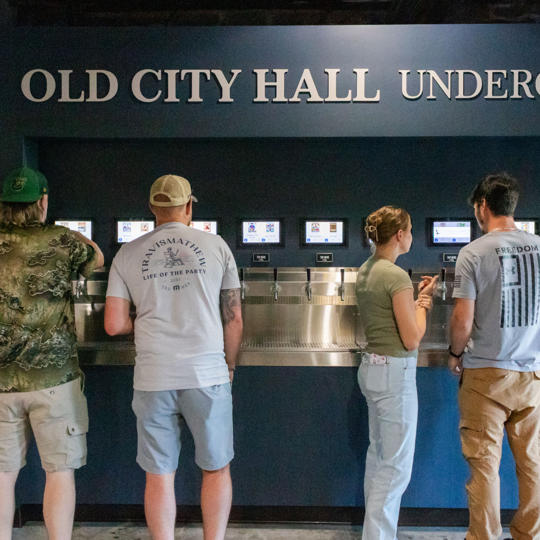 Old City Hall Brewery Oswego NY Tap Wall Underground 2 square