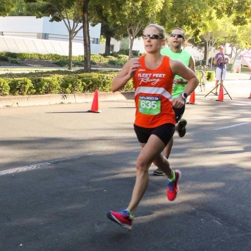 P2O member Rachael McMichael running a race