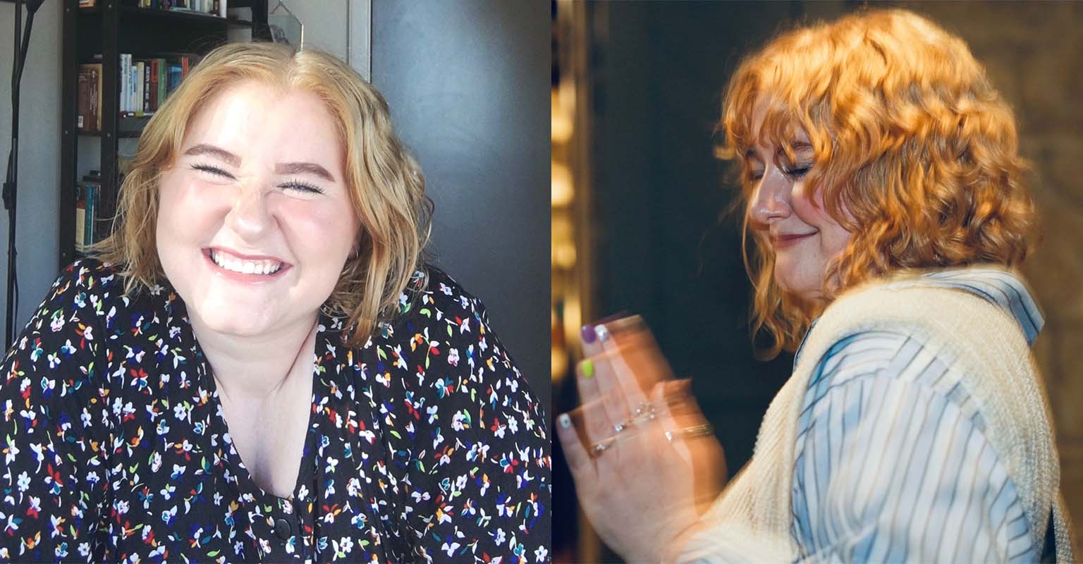 Side-by-side photos of Beniya Lawrence—one smiling brightly at home, and the other joyful.