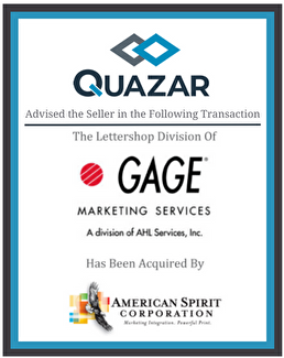 Quazar advised the seller Gage Marketing Services in this transaction