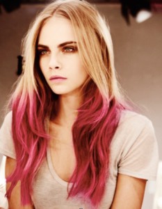 woman with dip-dye hair color
