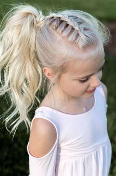 girl long blonde braid