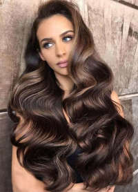 long wavy brown hair