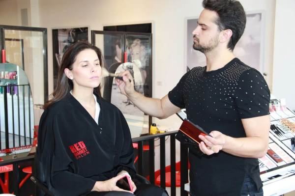 make-up brush application