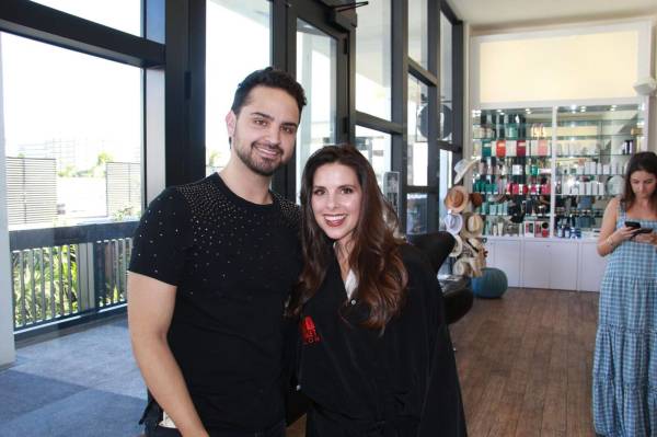 two people smiling