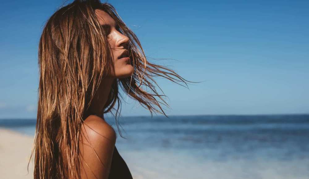 woman beach hair