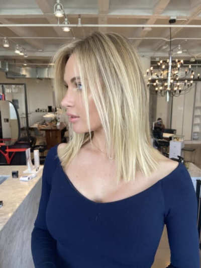woman straight blonde hair
