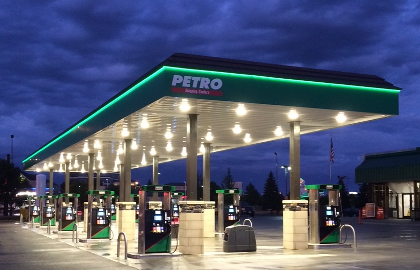 Petro canopy at night, Fargo, ND