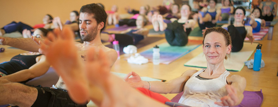 yoga class in session at shakti vinyasa yoga